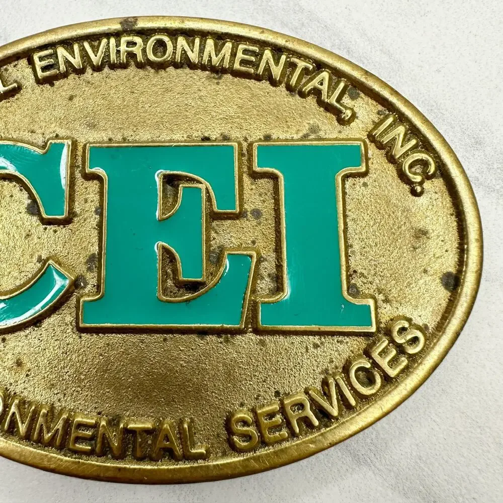 Vintage Dyna Buckle CEI Environmental Services Solid Brass Belt Buckle ✨